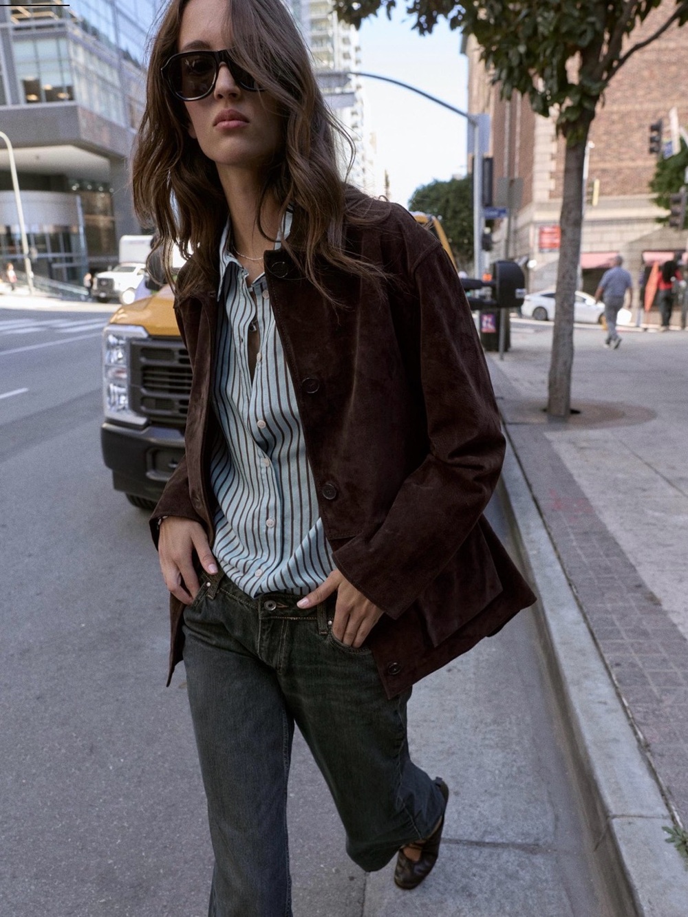 Zara Women's Brown Suede Button-Front Jacket NWT